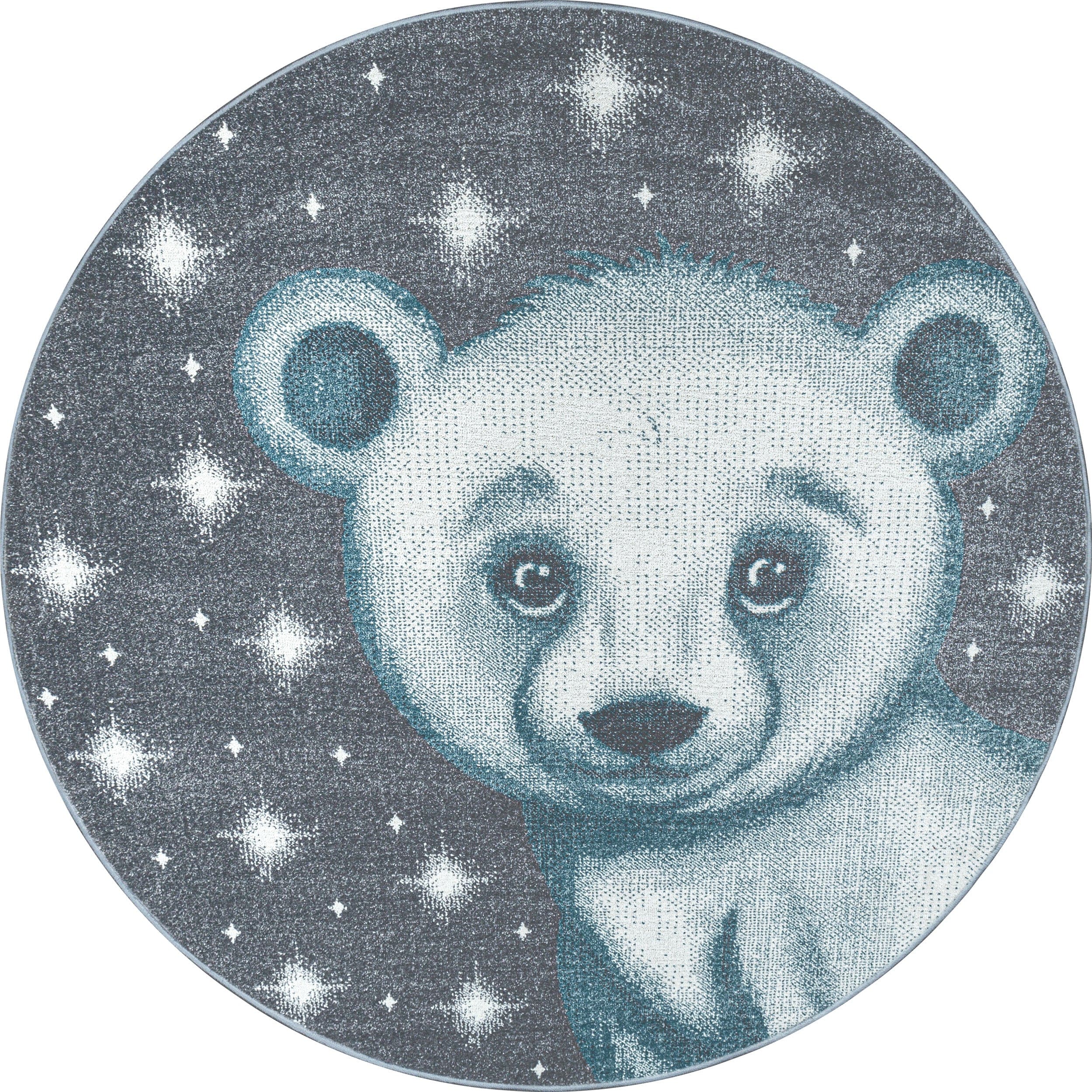 Tappeto per bambini Bambi 0810 Round Bear Blu & AYYTPCH-BAMBI0810BLUE-ROUND