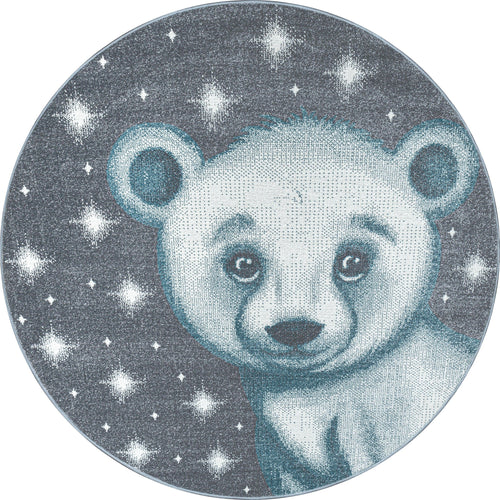 Tappeto per bambini Bambi 0810 Round Bear Blu & AYYTPCH-BAMBI0810BLUE-ROUND