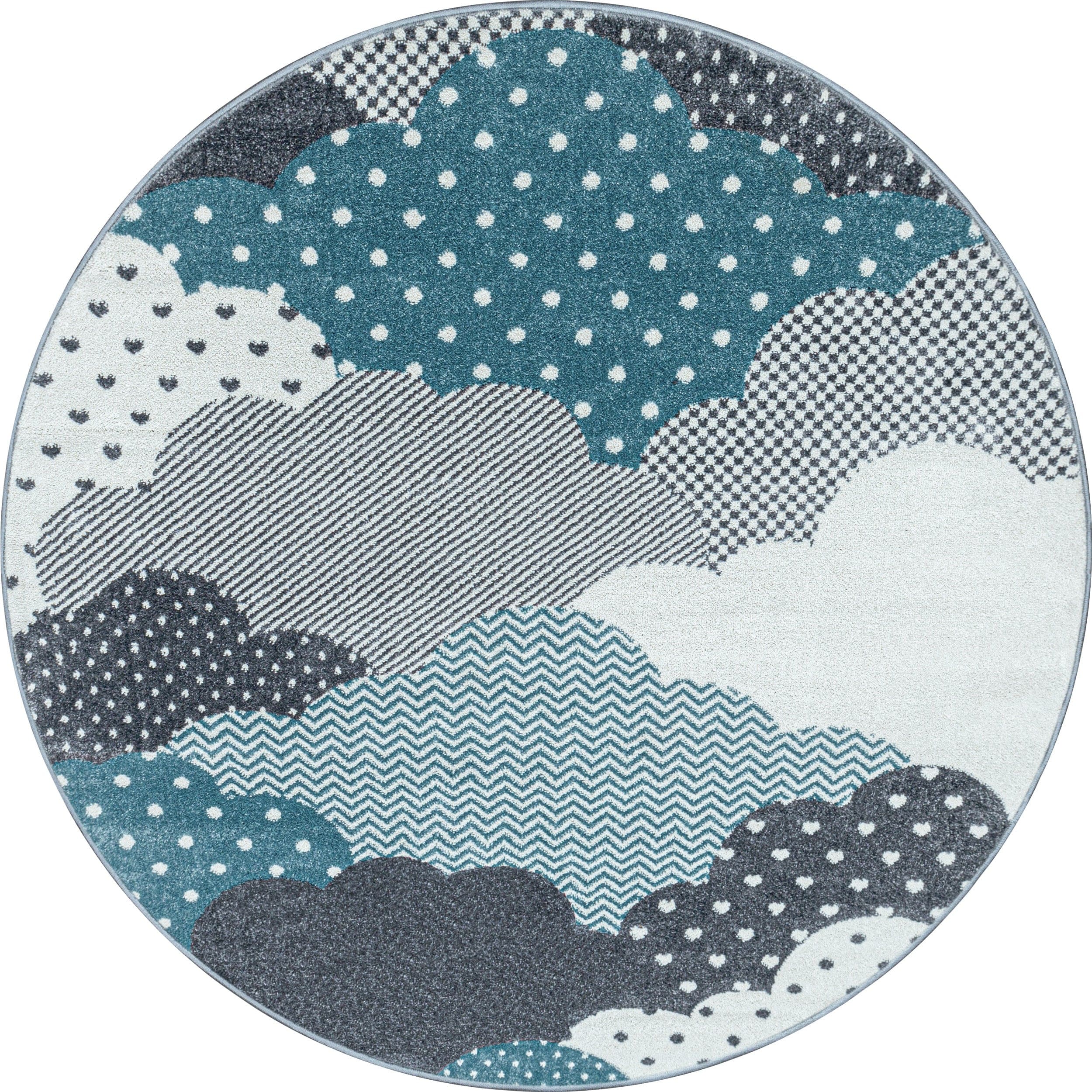 Tappeto per bambini Bambi 0820 Round Clouds Blu & AYYTPCH-BAMBI0820BLUE-ROUND