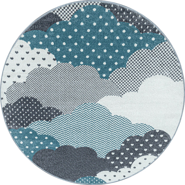 Tappeto per bambini Bambi 0820 Round Clouds Blu & AYYTPCH-BAMBI0820BLUE-ROUND