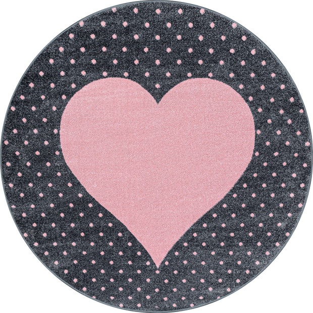 Tappeto per bambini Bambi 0830 Round Heart Rosa & AYYTPCH-BAMBI0830PINK-ROUND