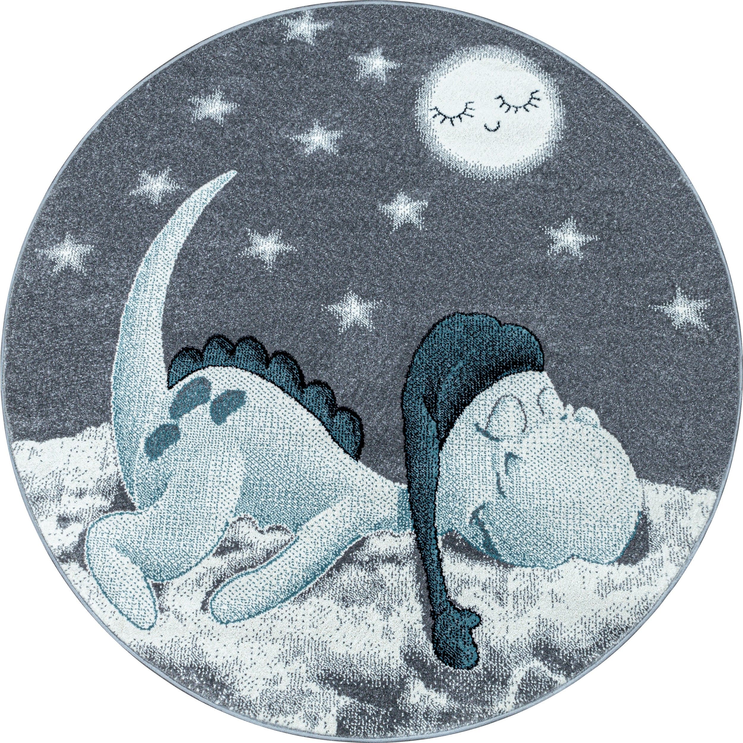 Tappeto per bambini Bambi 0840 Round Dinosaur Blu & AYYTPCH-BAMBI0840BLUE-ROUND