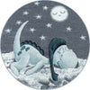 Tappeto per bambini Bambi 0840 Round Dinosaur Blu & AYYTPCH-BAMBI0840BLUE-ROUND