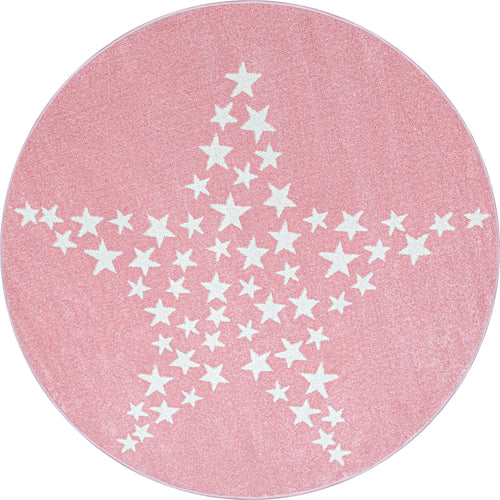 Tappeto per bambini Bambi 0870 Round Stars Rosa & AYYTPCH-BAMBI0870PINK-ROUND