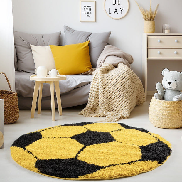 Tappeto per bambini Fun 6001 Round Football Giallo (1)