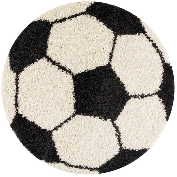 Tappeto per bambini Fun 6001 Round Football Nero & AYYTPCH-FUN6001BLACK-ROUND