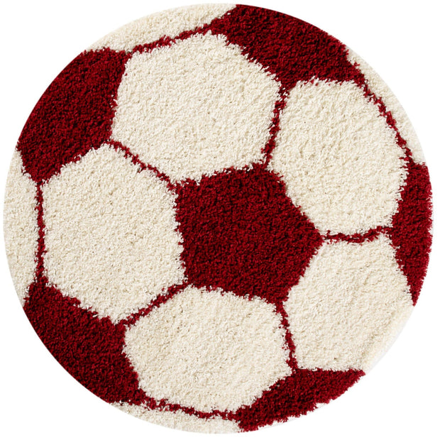 Tappeto per bambini Fun 6001 Round Football Rosso & AYYTPCH-FUN6001RED-ROUND