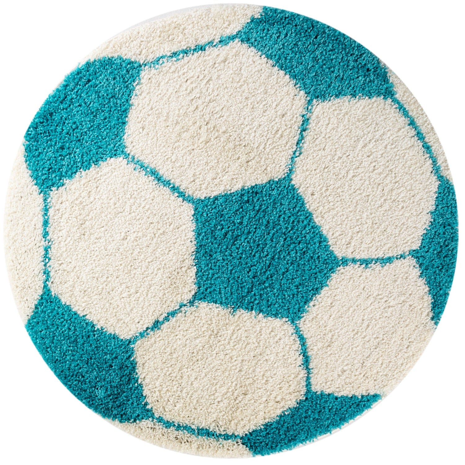 Tappeto per bambini Fun 6001 Round Football Turchese & AYYTPCH-FUN6001TURKIS-ROUND