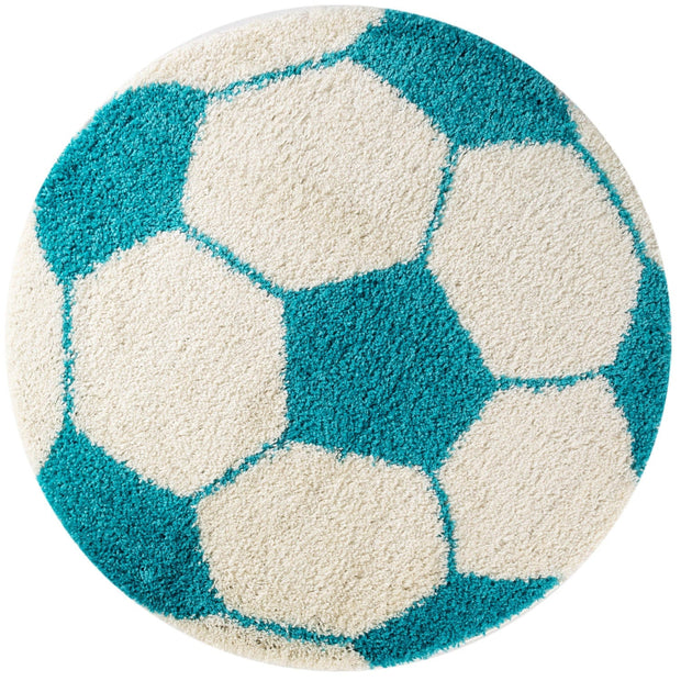 Tappeto per bambini Fun 6001 Round Football Turchese & AYYTPCH-FUN6001TURKIS-ROUND