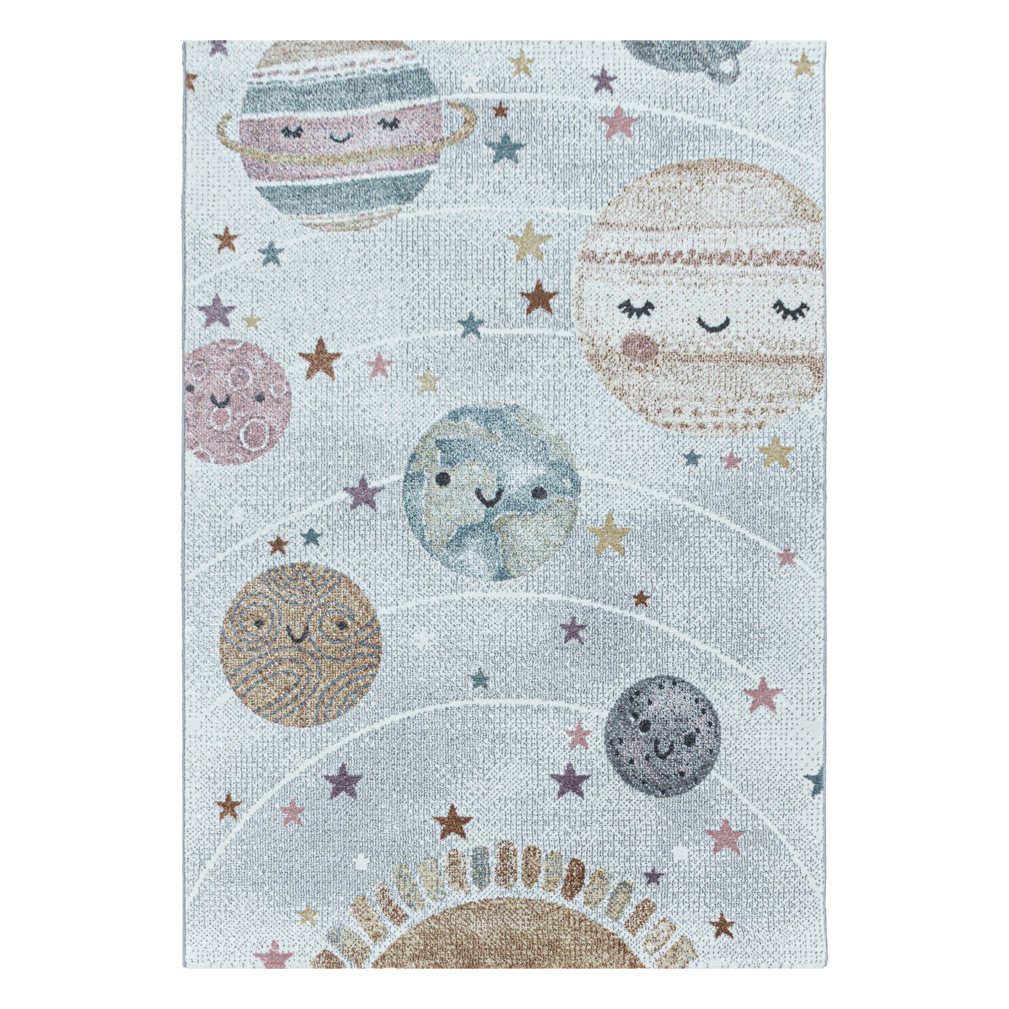 Tappeto per bambini Funny 2105 Planet Space Bianco & AYYTPCH-FUNNY2105WHITE