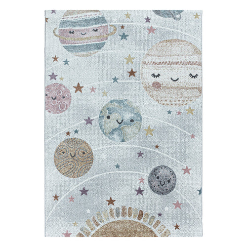 Tappeto per bambini Funny 2105 Planet Space Bianco & AYYTPCH-FUNNY2105WHITE