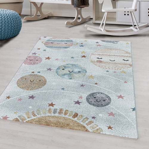 Tappeto per bambini Funny 2105 Planet Space Bianco (1)
