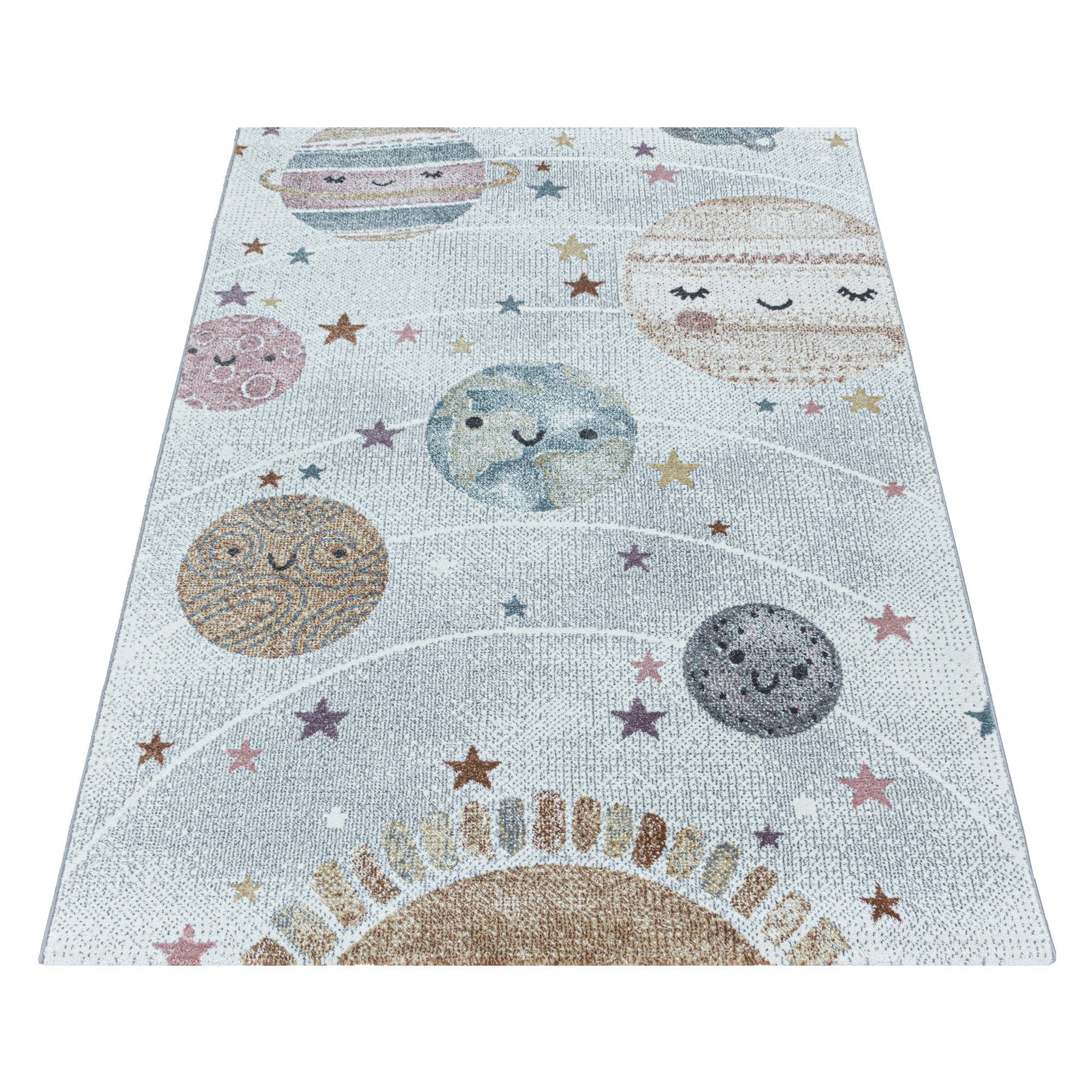 Tappeto per bambini Funny 2105 Planet Space Bianco (2)