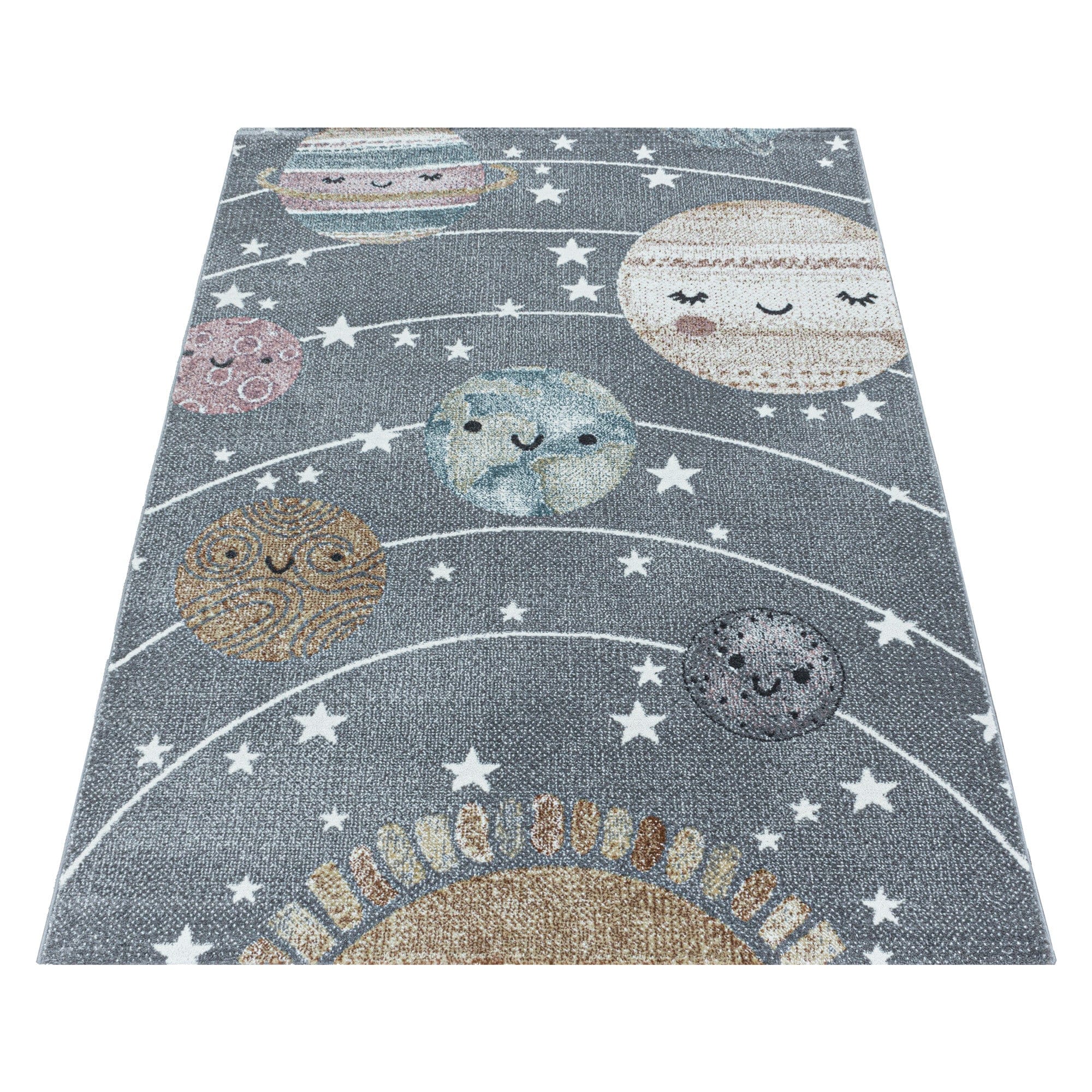 Tappeto per bambini Funny 2105 Planet Space Grigio (2)