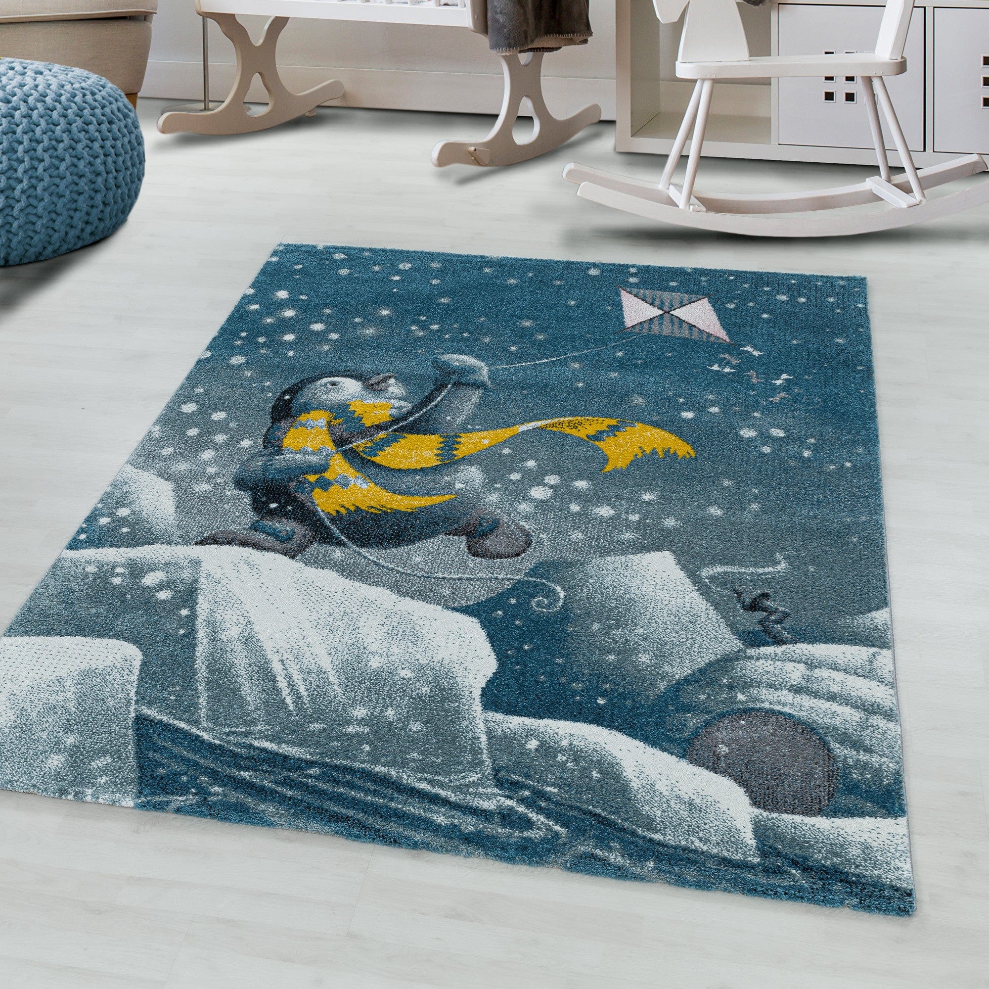 Tappeto per bambini Funny 2110 Penguin Igloo Blu (1)