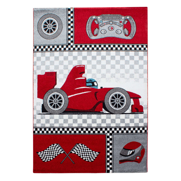Tappeto per bambini Kids 0460 Racetrack Rosso & AYYTPCH-KIDS0460RED & AYYTPCH-KIDS0460RED