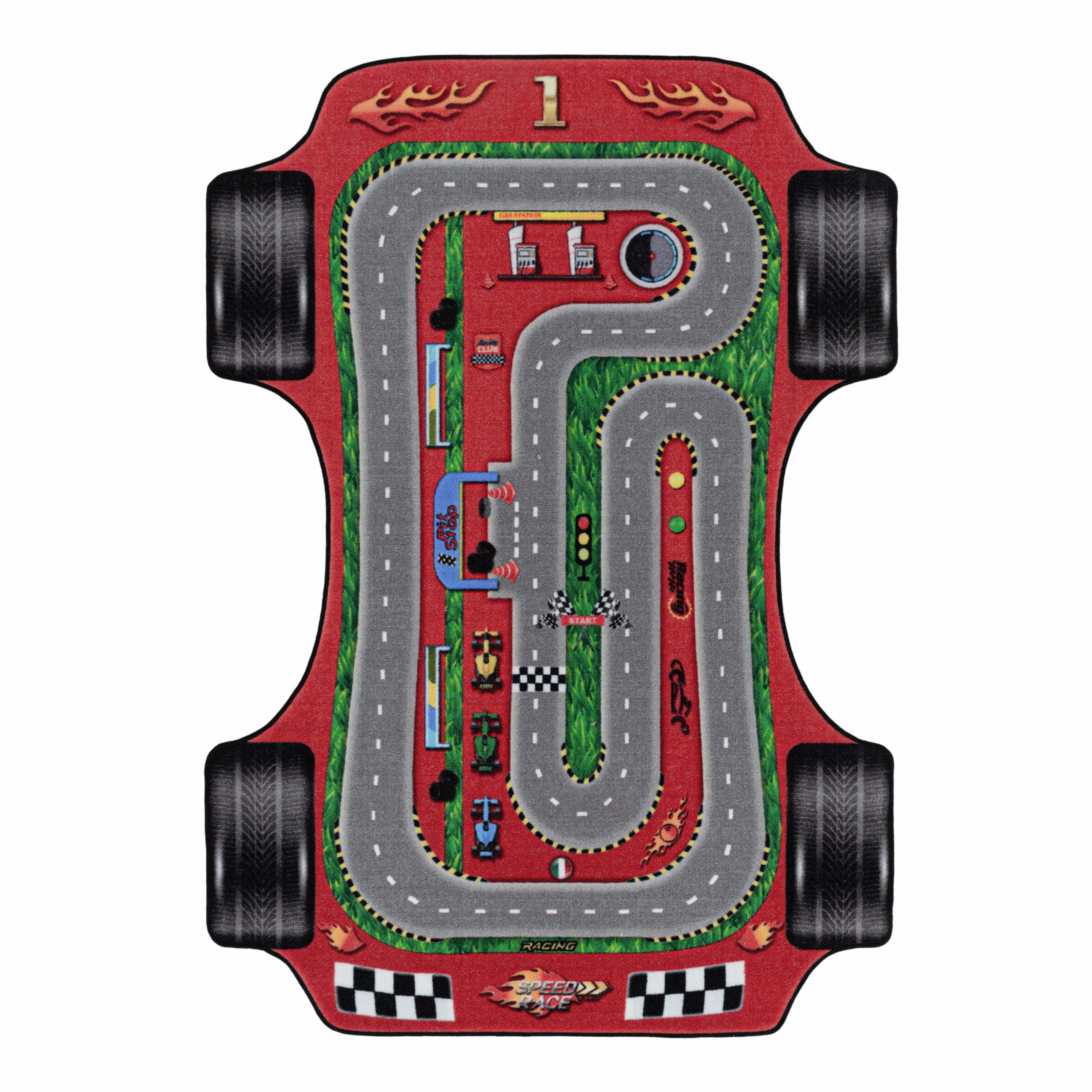 Tappeto per bambini Play 2907 Racetrack Rosso & AYYTPCH-PLAY2907RED & AYYTPCH-PLAY2907RED