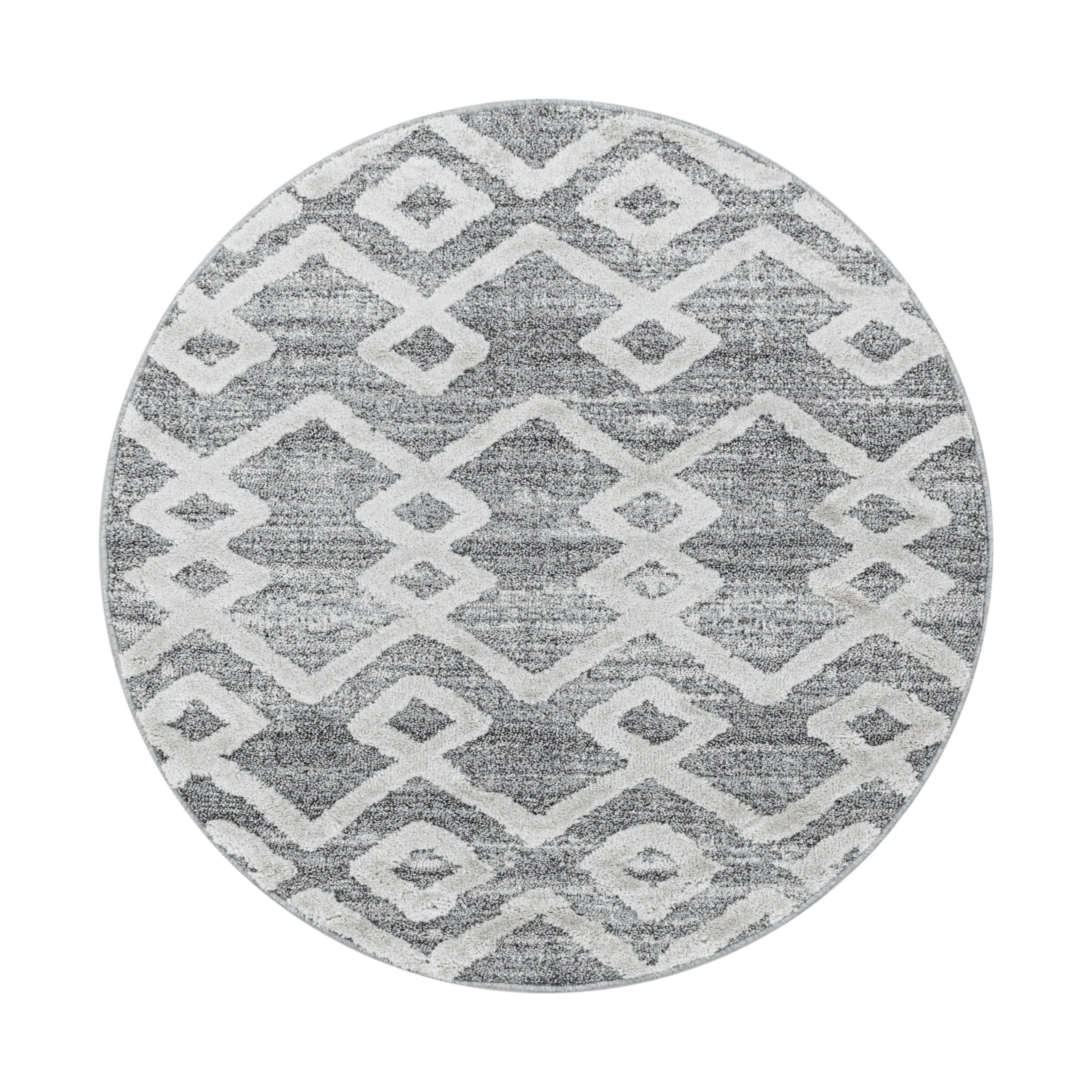 Tappeto Pisa 4704 Round Boho Design Grigio & AYYTPCH-PISA4704GREY-ROUND