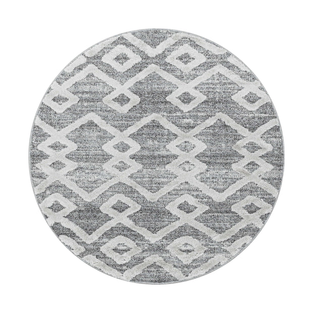 Tappeto Pisa 4704 Round Boho Design Grigio & AYYTPCH-PISA4704GREY-ROUND