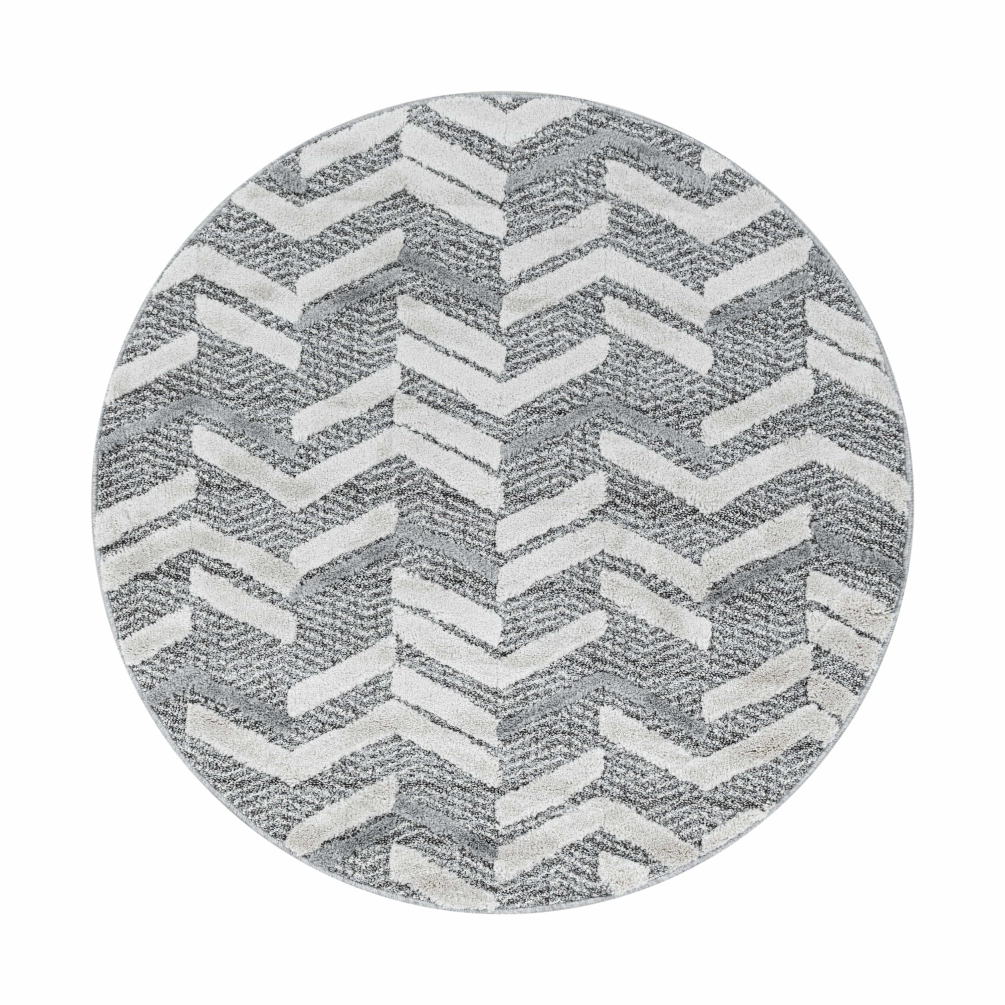 Tappeto Pisa 4705 Round Berber Design Grigio & AYYTPCH-PISA4705GREY-ROUND