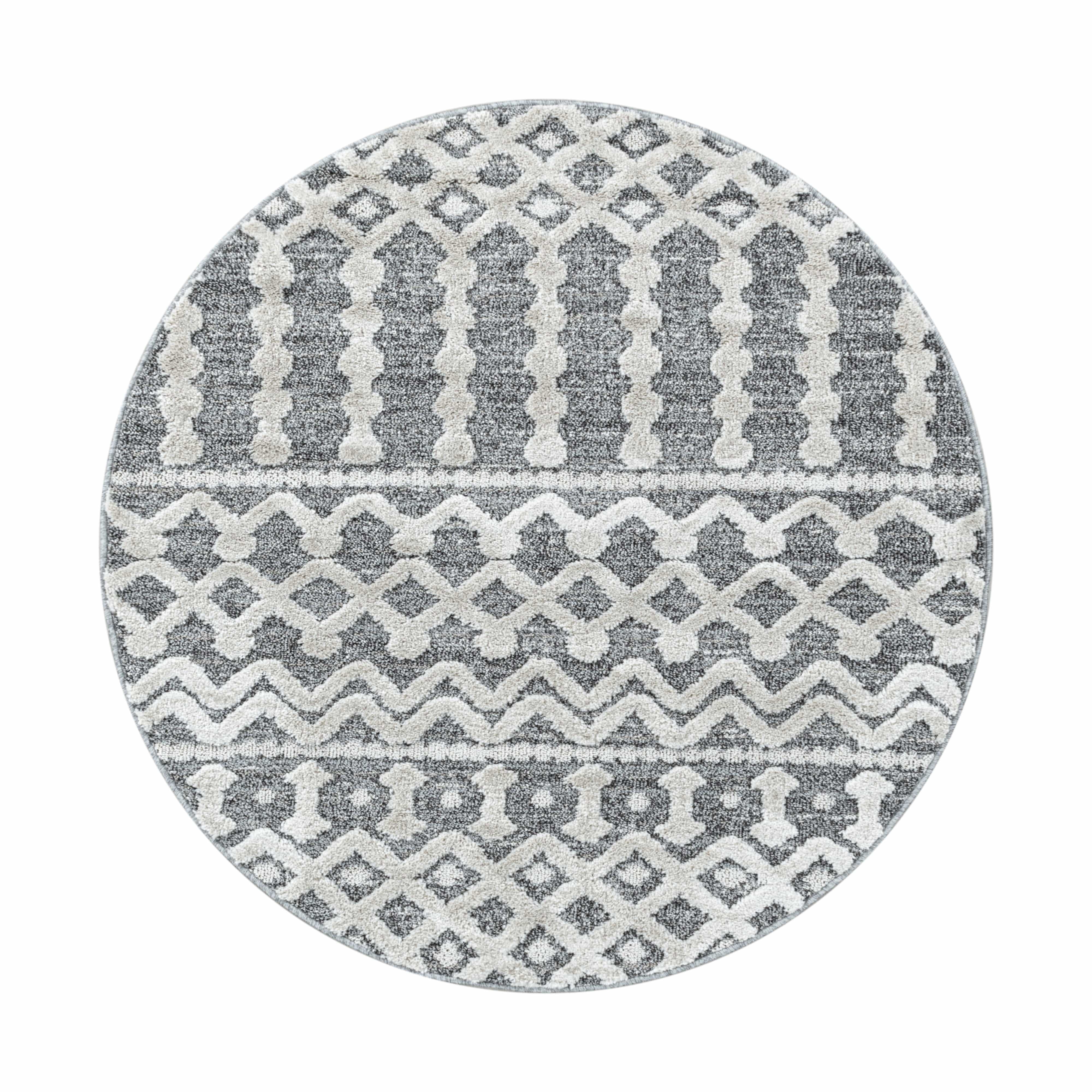 Tappeto Pisa 4710 Round Boho Design Grigio & AYYTPCH-PISA4710GREY-ROUND