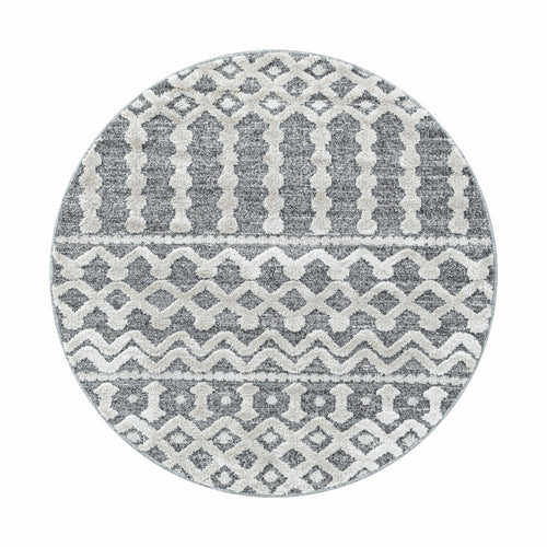 Tappeto Pisa 4710 Round Boho Design Grigio & AYYTPCH-PISA4710GREY-ROUND