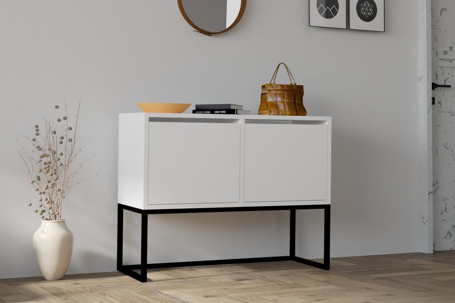 Tavolino consolle con 2 ante Zermat Bianco