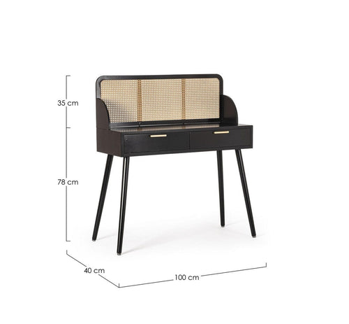Bizzotto Tavolino consolle con 2 cassetti Josine Nero
