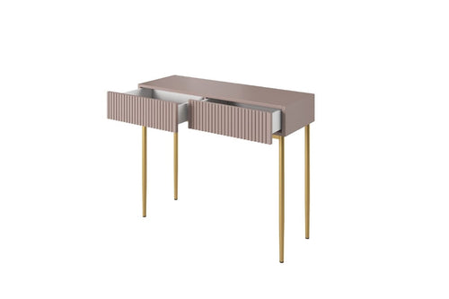 Tavolino consolle con 2 cassetti Nicole 100-2SZ Oro & BGRTPL-NICOLE-KONSOLA/TOALETKA-100-2SZ-ZLOTY