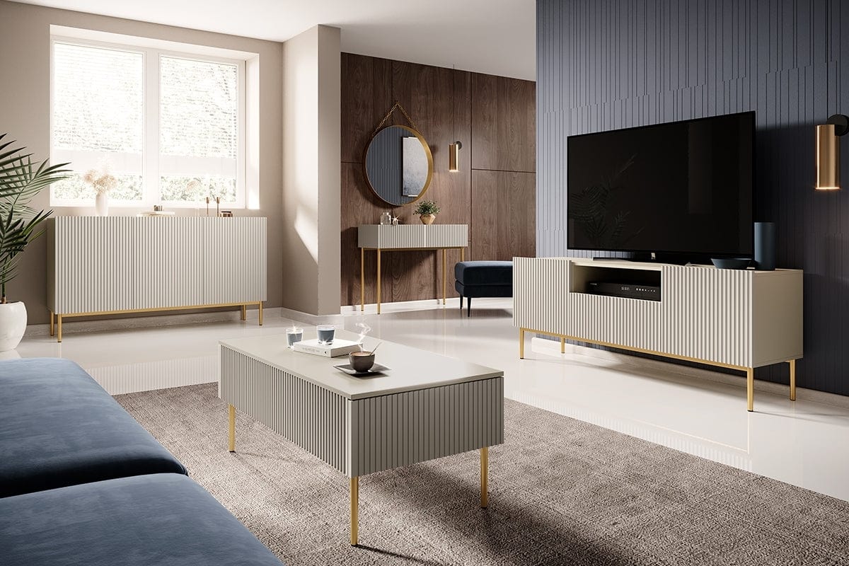 Tavolino consolle con 2 cassetti Nicole 100-2SZ Oro (4)