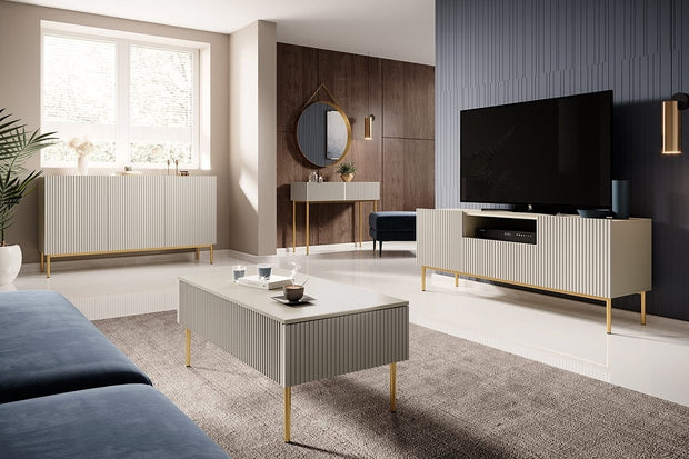Tavolino consolle con 2 cassetti Nicole 100-2SZ Oro (4)