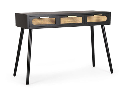 Bizzotto Tavolino consolle con 3 cassetti Josine Nero