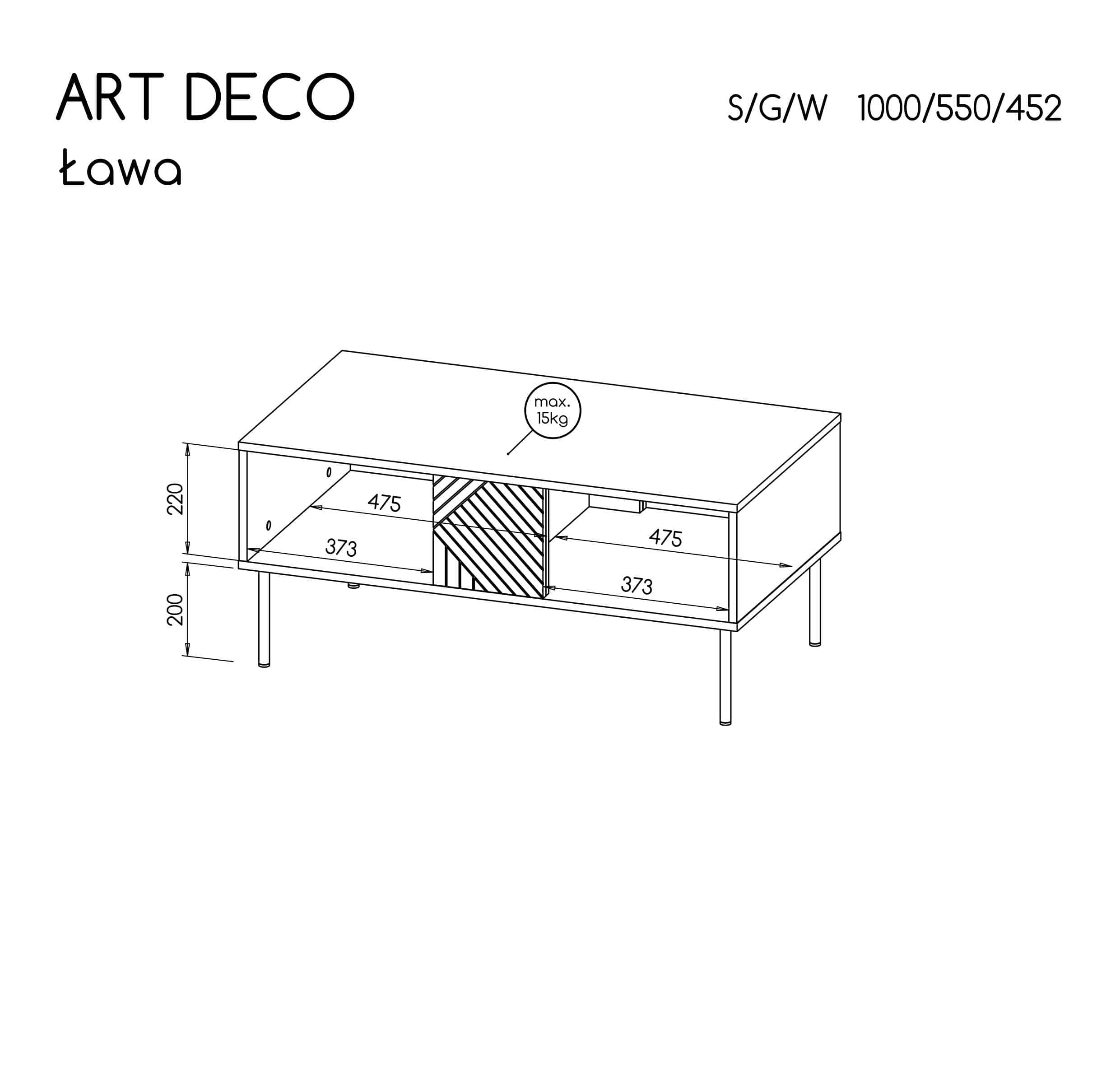 Halmar Tavolino da caffè Artdeco Noce