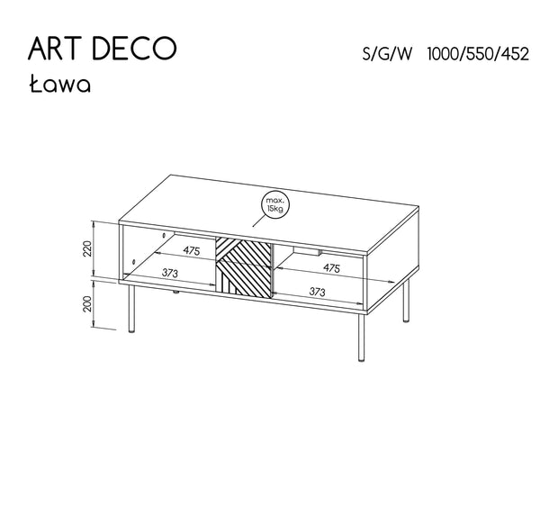 Halmar Tavolino da caffè Artdeco Noce