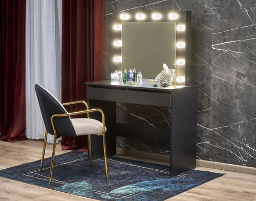 Halmar Tavolino da toeletta con specchio Hollywood Nero