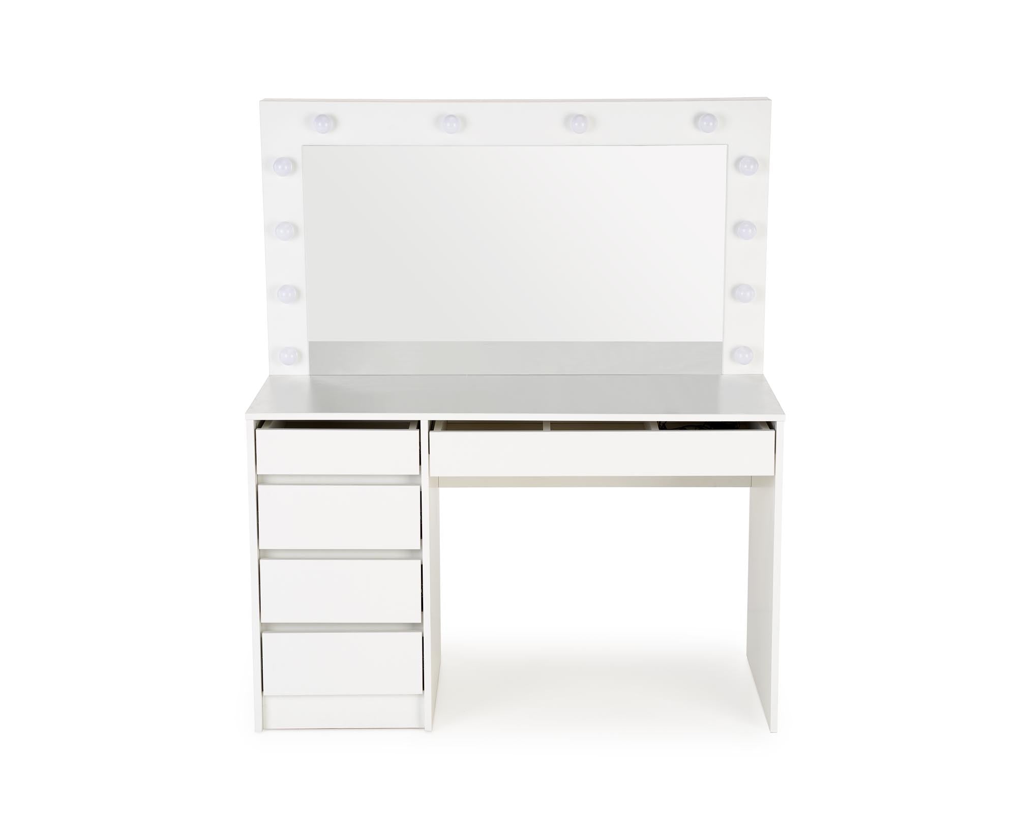 Halmar Tavolino da toeletta con specchio Hollywood XL Bianco