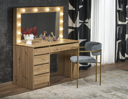 Halmar Tavolino da toeletta con specchio Hollywood XL Quercia