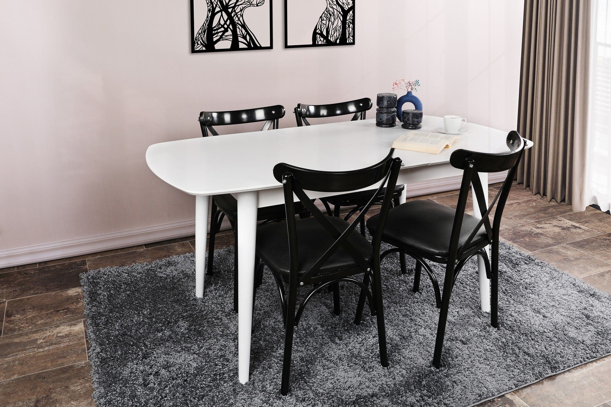 Tavolo da pranzo estensibile Retro 1193 Bianco (1)