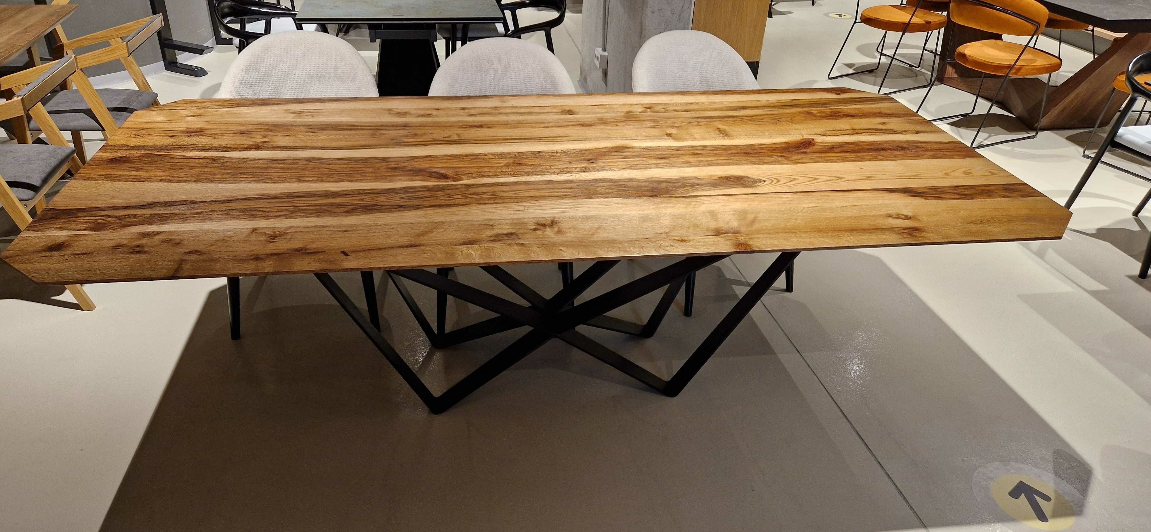 Mobex Tavolo in legno massello e gambe in metallo Amelie New Rustic Swiss Edge Castle Marrone