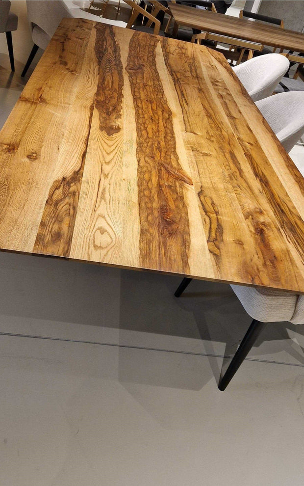 Mobex Tavolo in legno massello e gambe in metallo Amelie New Rustic Swiss Edge Castle Marrone