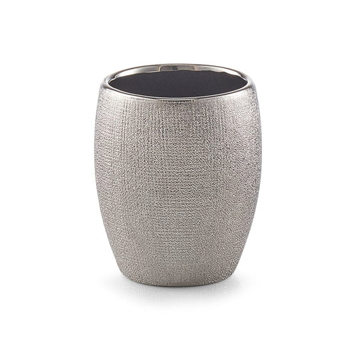 Tazza per pennello in ceramica, argento glitterato, Ø 8,1xH9,8 cm