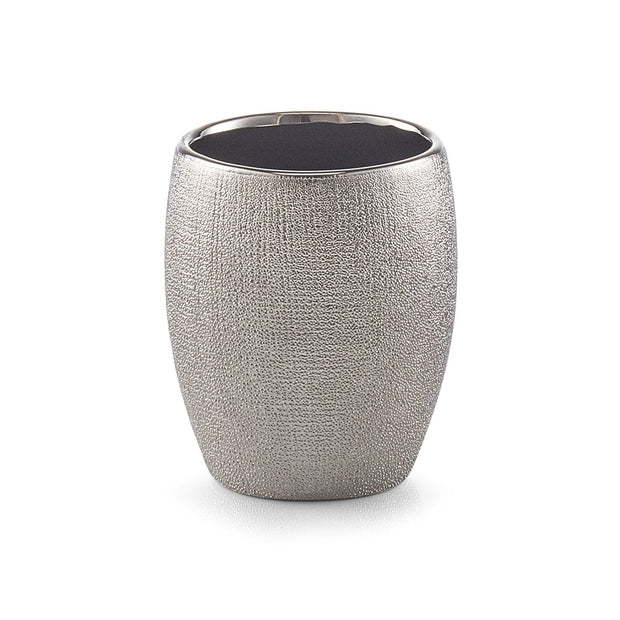 Tazza per pennello in ceramica, argento glitterato, Ø 8,1xH9,8 cm