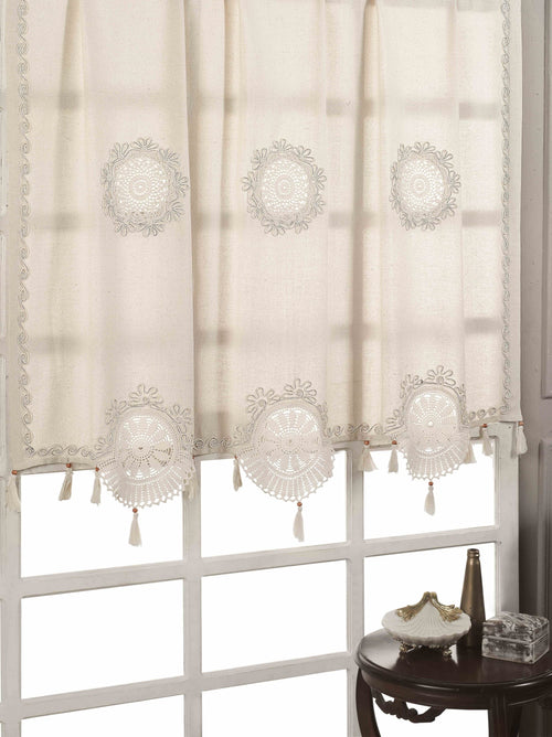 Tenda in cotone e lino Authentic Embroidered Beige & OYOTR-135-10 & OYOTR-135-10 & OYOTR-135-10