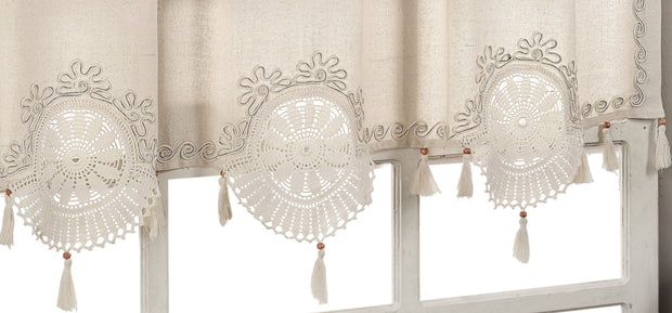 Tenda in cotone e lino Authentic Embroidered Beige (1)