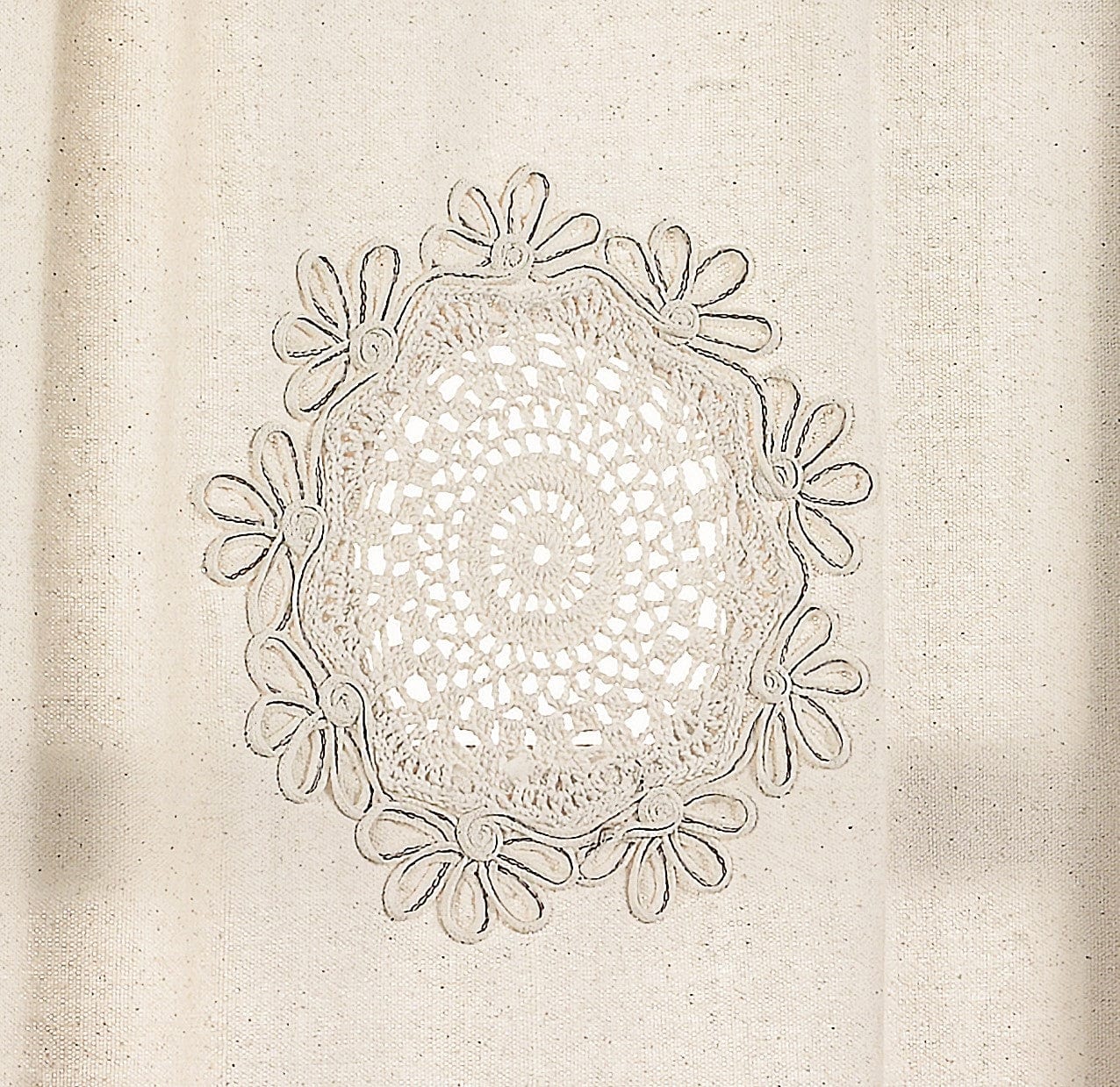 Tenda in cotone e lino Authentic Embroidered Beige (2)
