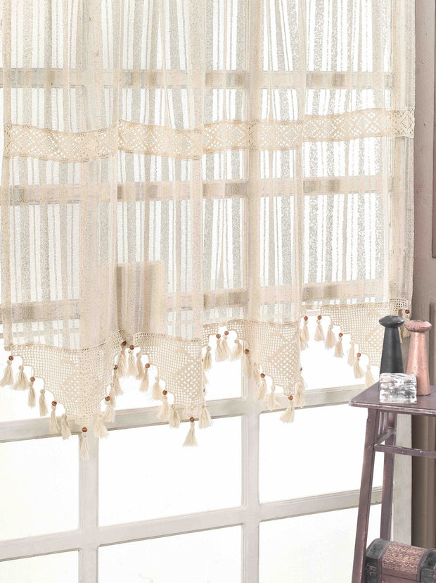Tenda in cotone e lino Authentic Striped Beige & OYOTR-128-10 & OYOTR-128-10 & OYOTR-128-10