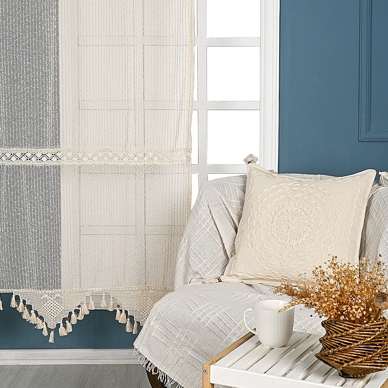 Tenda in cotone Simple Lace Beige (1)
