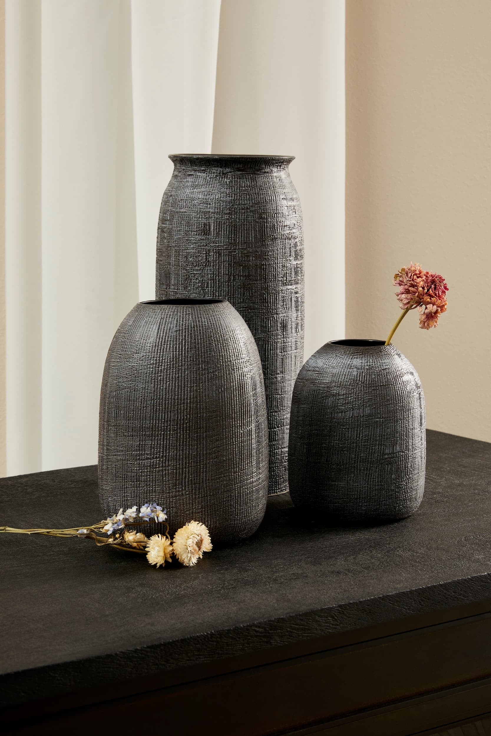 Bizzotto Vaso decorativo Papyrus L Grigio