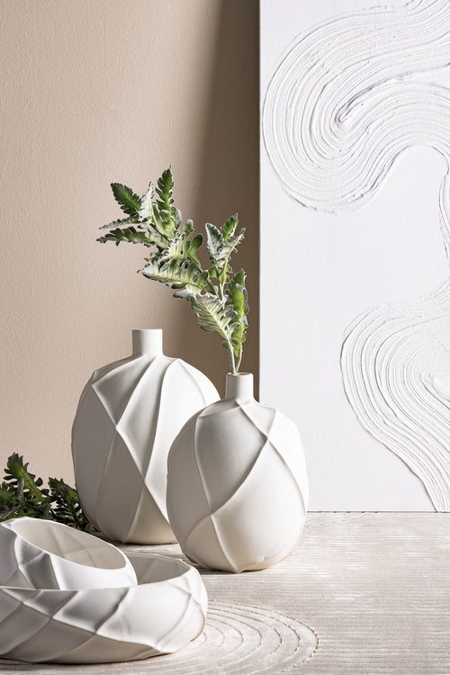 Bizzotto Vaso decorativo Ridged L Bianco