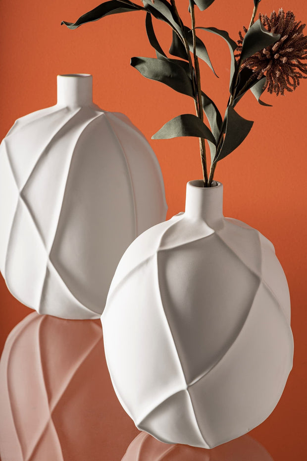 Bizzotto Vaso decorativo Ridged S Bianco